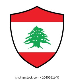 Shield with Flag of Lebanon - vector illustration
