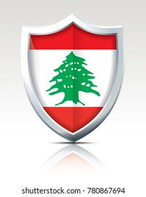 Shield with Flag of Lebanon - vector illustration