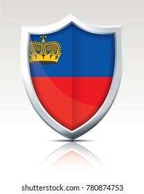 Shield with Flag of Liechtenstein - vector illustration