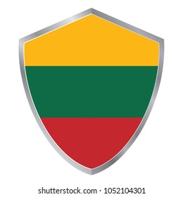 Shield with Flag of Lituania . europe. vector illustration. eps10.