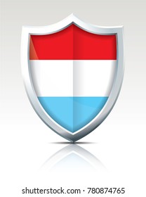 Shield with Flag of Luxembourg - vector illustration