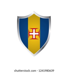 Shield with Flag of Madeira Sticker - vector illustration 