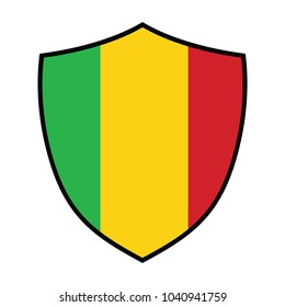 Shield with Flag of Mali - vector illustration, Mali security concept. Metal shield shape with national flag.
