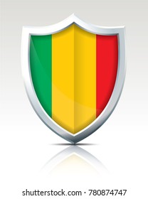 Shield with Flag of Mali - vector illustration