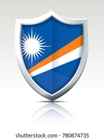 Shield with Flag of Marshall Islands - vector illustration