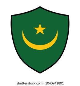 Shield with Flag of Mauritania - vector illustration, A Shield Illustration with the flag for the country of Mauritania.