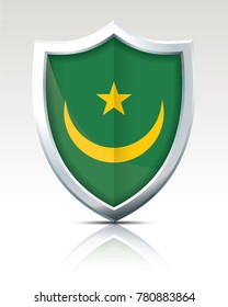 Shield with Flag of Mauritania - vector illustration