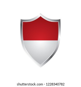 Shield with Flag of Monaco - vector illustration.