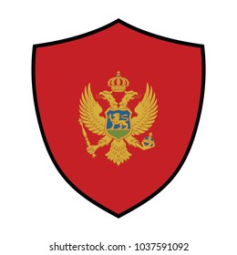 Shield with Flag of Montenegro - vector illustration