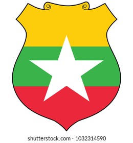 Shield with Flag of Myanmar - vector illustration