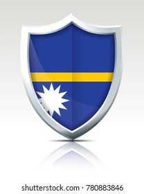 Shield with Flag of Nauru - vector illustration