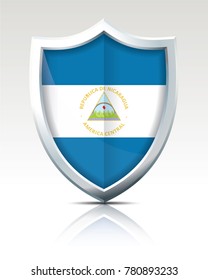 Shield with Flag of Nicaragua - vector illustration