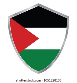 Shield with Flag of Palestine. asia. vector illustration. white background vector. eps10.