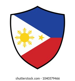 Shield with Flag of Philippines - vector illustration.