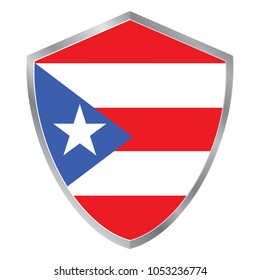 Shield with Flag of Puerto Rico.  vector illustration. 
white background. eps10.