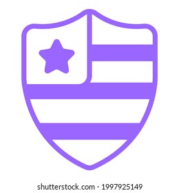 protector, icono de la línea púrpura de bandera, icono del día de la independencia del vector de diseño usa.