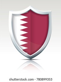 Shield with Flag of Qatar - vector illustration