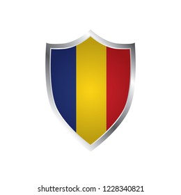 Shield with Flag of Romania - vector illustration