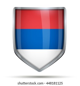 Shield with flag Russia. Editable Vector Illustration isolated on white background.