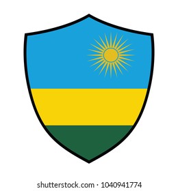 Shield with Flag of Rwanda - vector illustration.