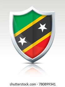 Shield with Flag of Saint Kitts and Nevis - vector illustration
