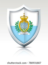 Shield with Flag of San Marino - vector illustration