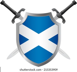 escudo con bandera de Escocia. ilustración vectorial