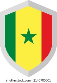 Shield with the flag of Senegal. Vector illustration