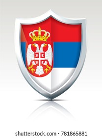Shield with Flag of Serbia - vector illustration