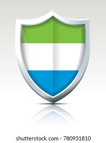 Shield with Flag of Sierra Leone - vector illustration