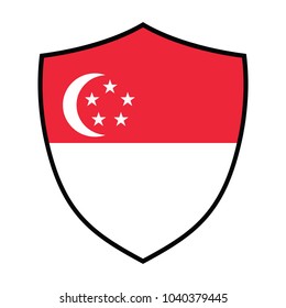 Shield with Flag of Singapore - vector illustration