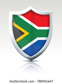 Escudo con bandera de Sudáfrica - ilustración vectorial