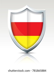 Shield with Flag of South Ossetia - vector illustration
