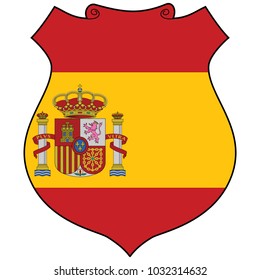 Shield with Flag of Spain - vector illustration