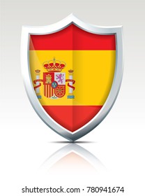 Shield with Flag of Spain - vector illustration