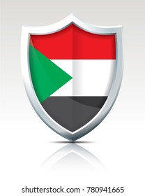 Shield with Flag of Sudan - vector illustration