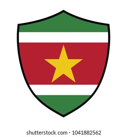 Shield with Flag of Suriname - vector illustration.