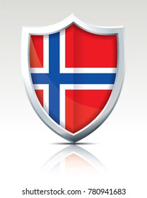 Escudo con bandera de Svalbard - ilustración vectorial