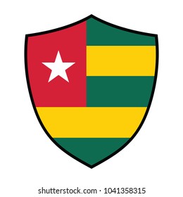 Shield with Flag of Togo - vector illustration, A Shield Illustration with the flag for the country of Togo.