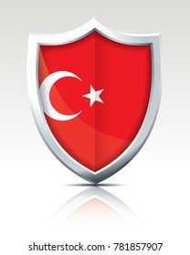 Shield with Flag of Turkey - vector illustration