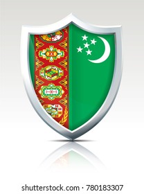 Shield with Flag of Turkmenistan - vector illustration