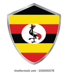 Shield with Flag of Uganda. Africa. vector illustration. eps10.