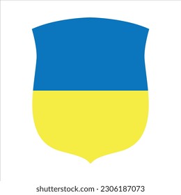 Un escudo con la bandera de Ucrania. Bandera de Ucrania. Ilustración del vector sobre fondo blanco