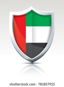 Shield with Flag of United Arab Emirates - vector illustration