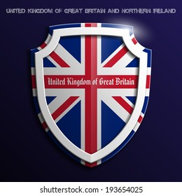 shield with flag of United Kingdom of Great Britain and Northern Ireland