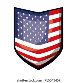 shield of flag united states of america colorful design on white background vector illustration