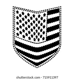 shield of flag united states of america black silhouette on white background vector illustration