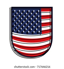 shield with flag united states of america colorful watercolor silhouette vector illustration