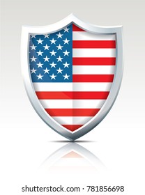 Shield with Flag of United States of America - vector illustration