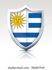 Shield with Flag of Uruguay - vector illustration